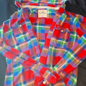 Hollister multi color plaid flannel